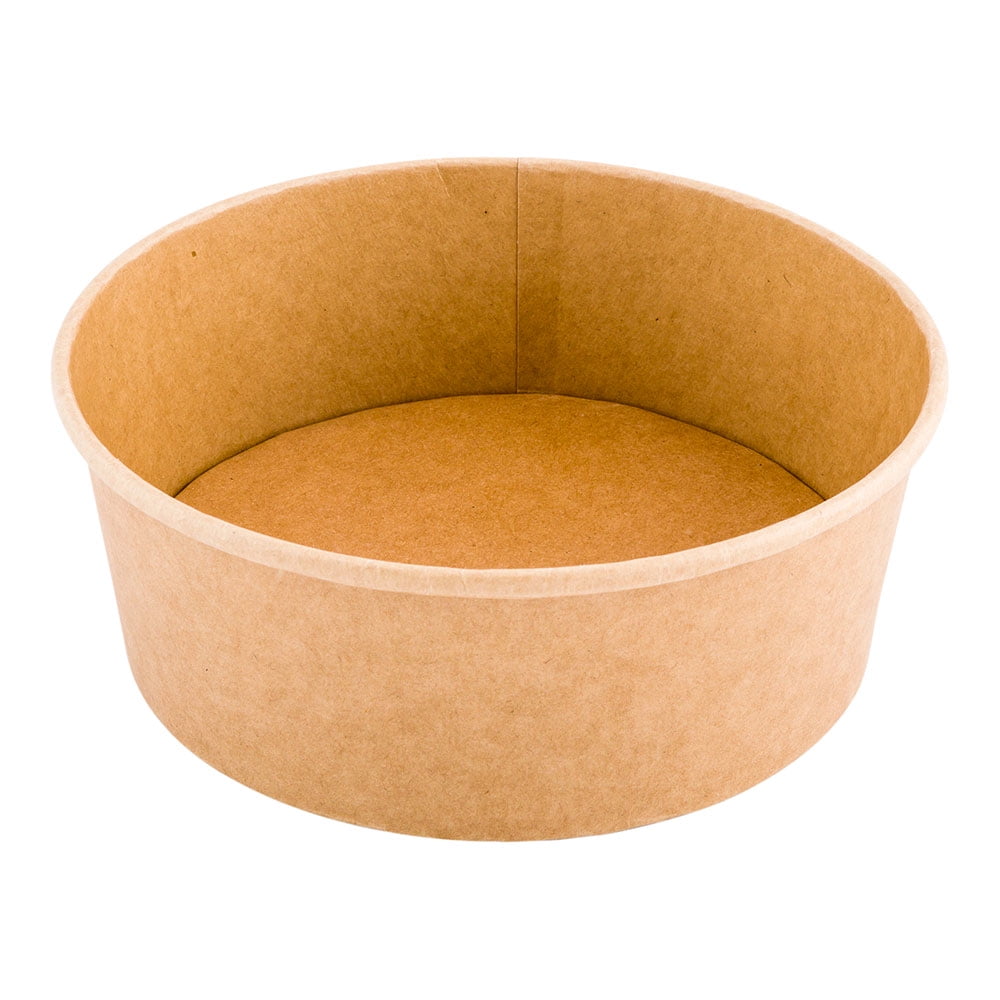 Bio Tek 44 oz Round Kraft Paper Salad Container 7 1/4" x 7 1/4" x 2 1
