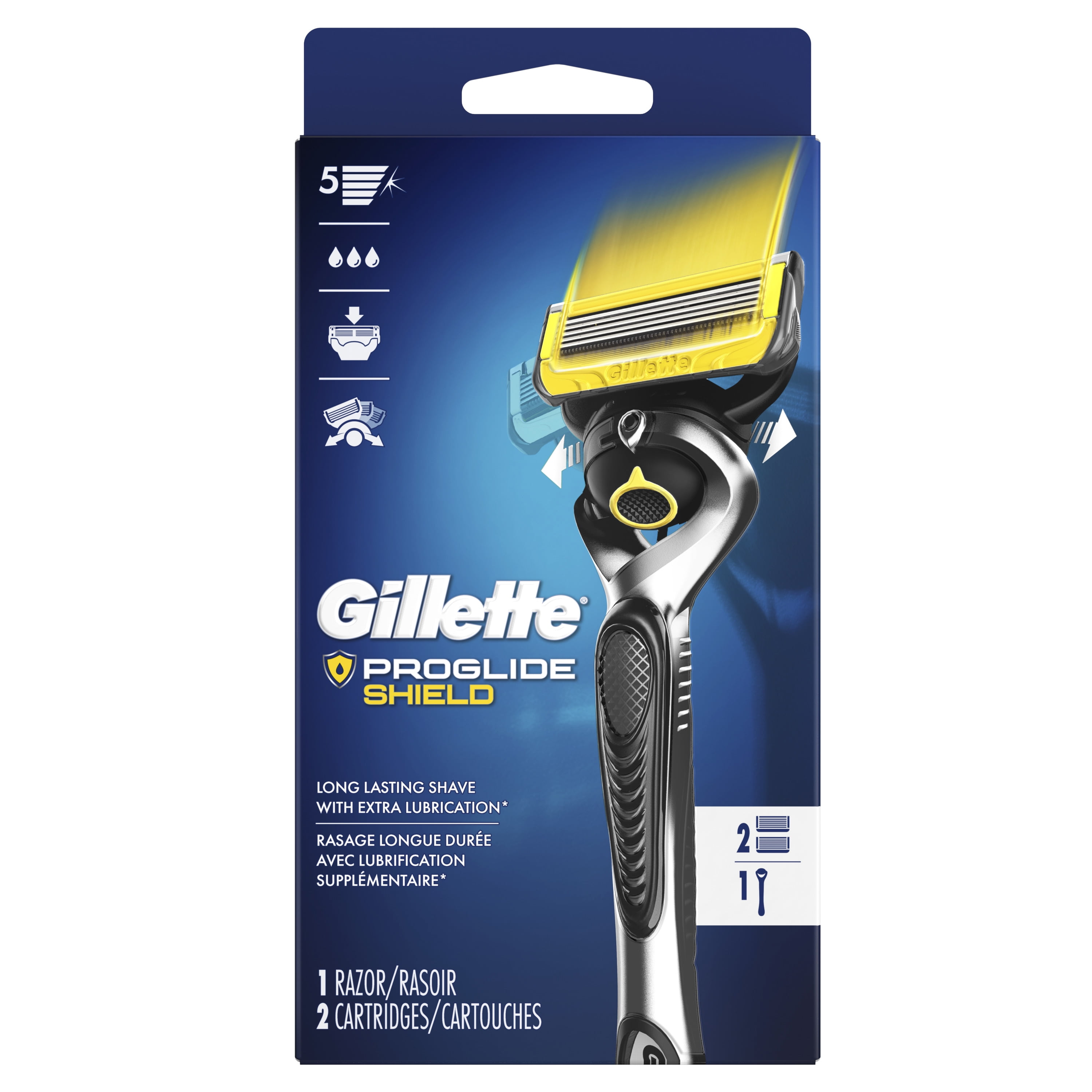 Gillette ProGlide Shield Men's Razor Handle + 2 Blade Refills Walmart