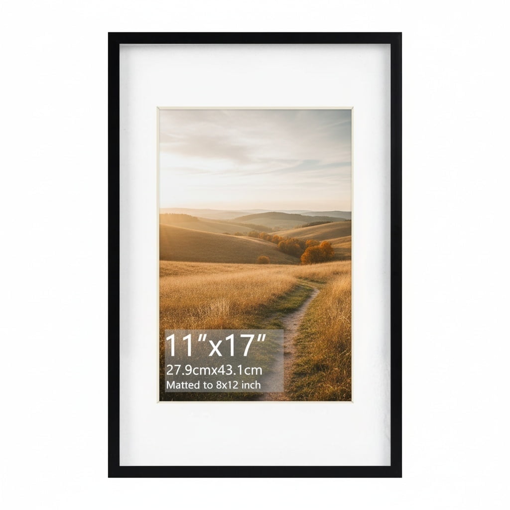 8x12 Black Picture Frame, 1 Pack - Fits 11x17 without Mat / 8x12 with