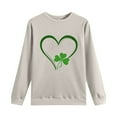 thumbnail image 6 of Felirenzacia Women’s St. Patrick Sweatshirt Lucky Clover Graphic Casual Pullover Top for Holiday Wear, Khaki,XL, 6 of 7