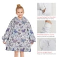 thumbnail image 6 of Purple Butterfly Pattern Blanket Hoodies for Kids 6-13YR Oversize Wearable Blanket Hoodies for Boys Girls Teens, 6 of 7