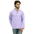 thumbnail image 3 of Atasi Ethnic Men's Kurta Full Sleeves Mandarin Collar Purple Cotton Shirt-Small, 3 of 7
