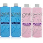 Gelish Nail Gel Top Coat Cleanser (2 Pack) & Nail Polish Remover (2 Pack)