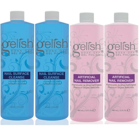 Gelish Nail Gel Top Coat Cleanser (2 Pack) & Nail Polish Remover (2 Pack)