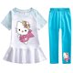 thumbnail image 3 of Ropa para niños de Hello Kitty, vestido de manga corta de algodón, pantalones, traje para niñas, falda de princesa de dibujos animados a la moda + Pantalones de dos piezas, 3 of 5