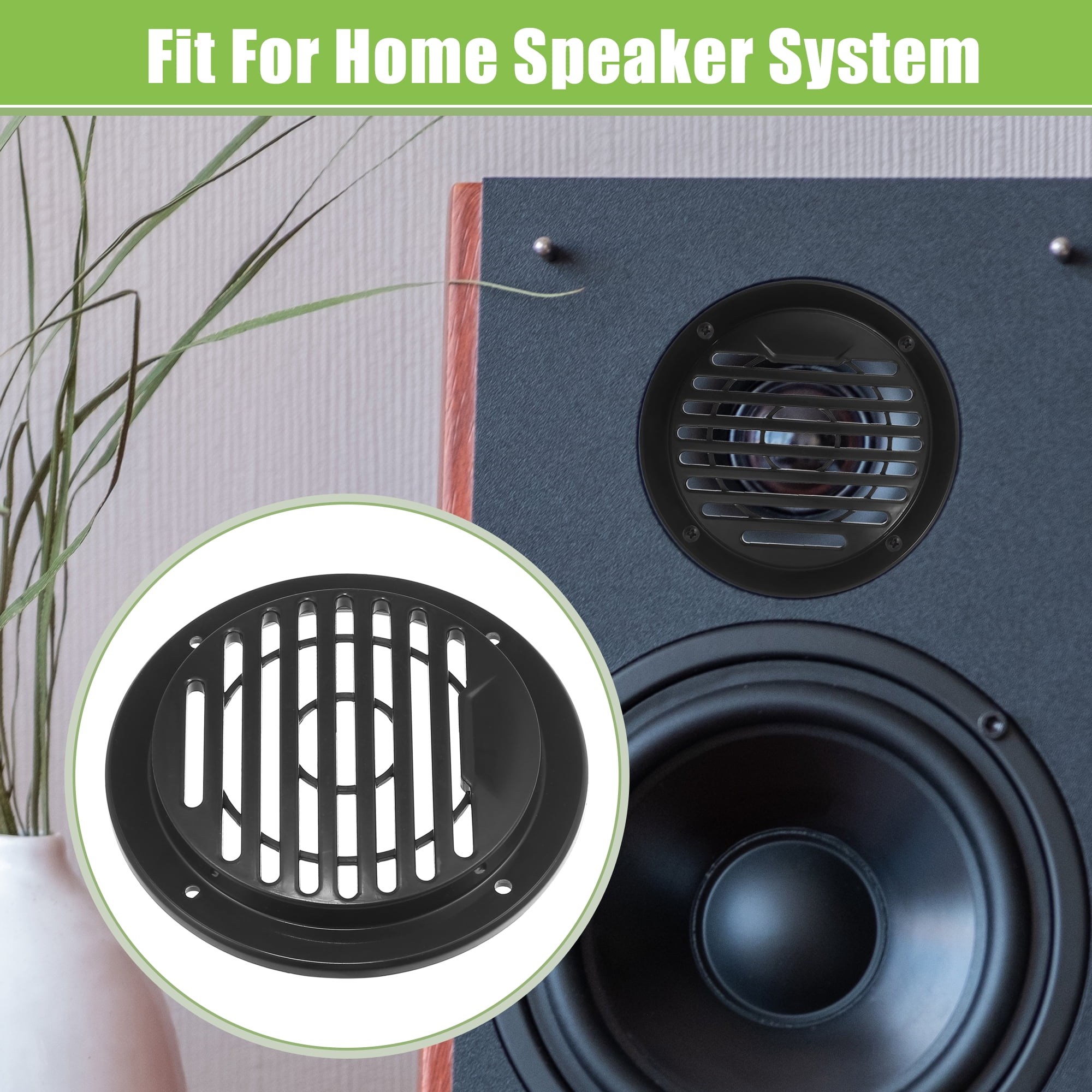 Unique Bargains Car Speaker Grills Cover Subwoofer Protector Case with 8 Screws Black 3"