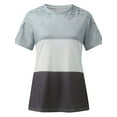 thumbnail image 2 of Gvmfive Women Hollow Lace Short Sleeve Tops T Shirt Colorblock Loose Casual Blouse, 2 of 4