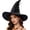 A1 Black, variant on Women's Solid Color Gothic Lace Witch Hat,Vintage Ruffled Wide Brim Pointed Hat with Chain Rose Bow, Cosplay Costume Accessory for Halloween Masquerade Party Pink