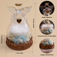 thumbnail image 2 of Figura de ángel con forma de rosa auténtica preservada en cristal con luz LED, 2 of 8