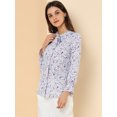 thumbnail image 4 of INSPIRE CHIC Blusa floral vintage de manga larga con cuello abotonado y pajarita para mujer Lavanda S, 4 of 6