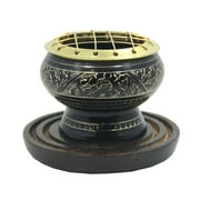 Decorated Brass Charcoal Screen Incense Burner