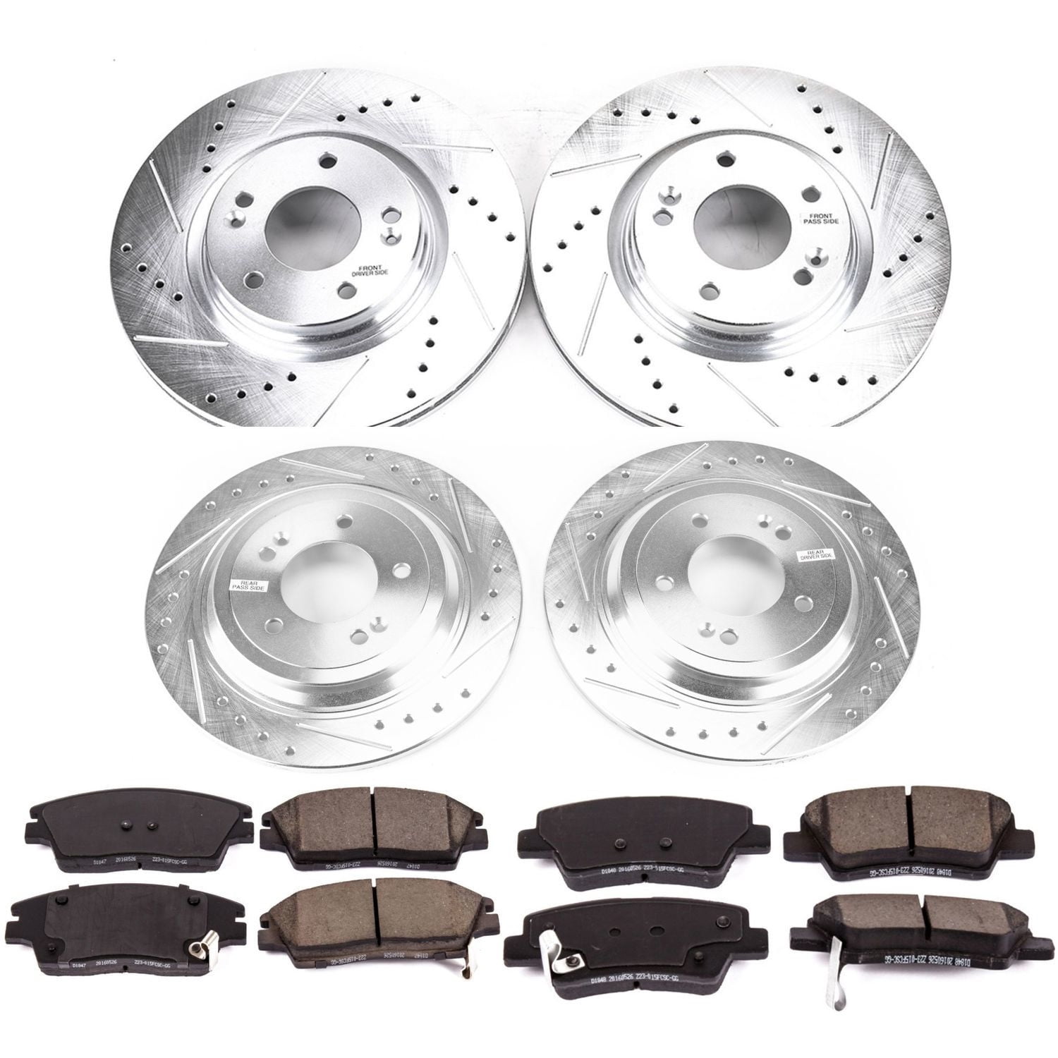 PowerStop Front and Rear Z23 Evolution Sport Carbon-Fiber Ceramic Brake Pad and Drilled & Slotted Rotor Kit Fits: HYUNDAI KIA Select Models K8010