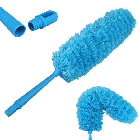 Microfiber Feather Duster with Telescoping Extension Hole/Hypoallergenic Dust Cleaner/Bendable Flexible Cleaning Head/Extendable Tool for Ceiling Fan,Gap Dust,Blinds and Cobweb-Wet or Dry