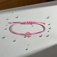 thumbnail image 4 of Pink Ribbon Bracelet for Women Awareness, Adjustable Handmade Woven Polyester Support Cancer Survivor Gift, Inspirational Cause Jewelry, 4 of 6