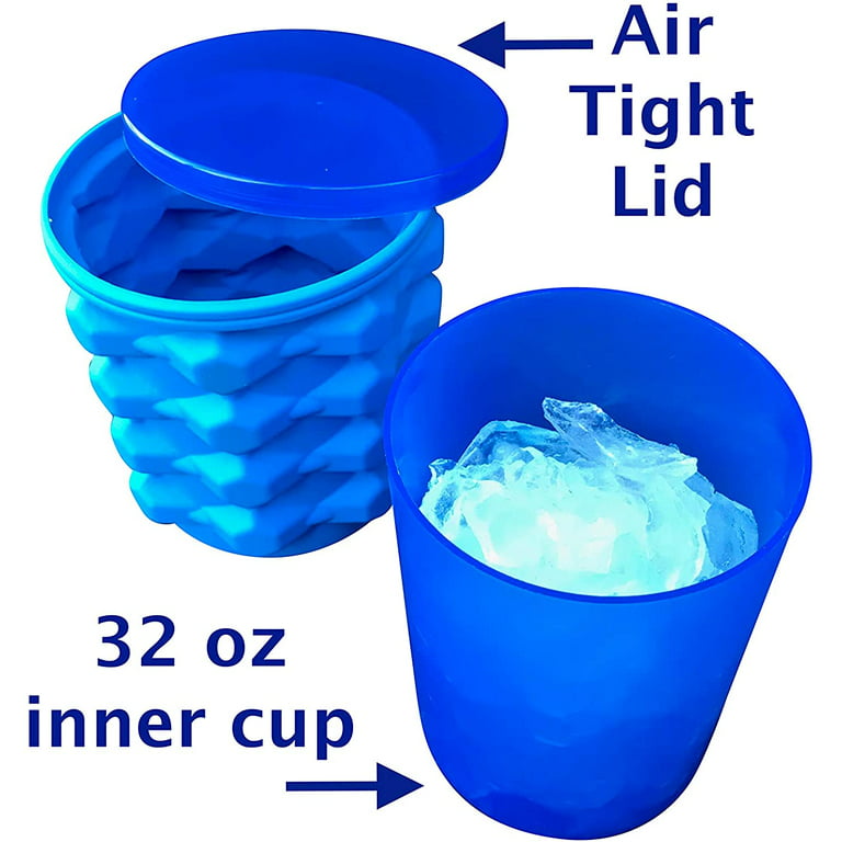 Silicone Bucket with Lid Makes Small Size Nugget Ice Chips for Soft Drinks,  Cocktail Ice, Wine On Ice, Crushed Ice Maker Cylinder Ice Trays, Ice Cup  Maker Mold, Ice Holder 
