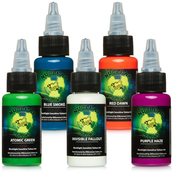 Millennium Mom's Nuclear UV Blacklight Tattoo Ink - 5 Color Set - 1 oz