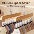 thumbnail image 3 of Wooden Legging Organiser for Wardrobe, 2 Pack - 10 Clips Space Saving Trousers Hangers, 360 Swivel Hook Hanging Closet Storage for Yoga Pants, Jeans, Hats, Socks (Vintage/Natural), 3 of 8