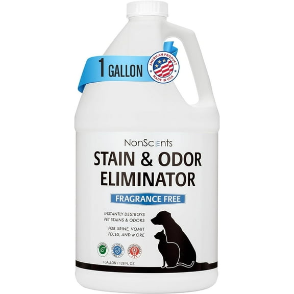NonScents Stain & Odor Eliminator - Pet Odor & Stain Remover for Dog and Cat Urine - Fragrance Free (1 Gallon)