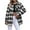 Black, variant on Womens Buffalo Plaid Flannel Shirt Jacket Long Sleeve Collar Button Down Shacket Coats Lightweight Tops (White, XXL)