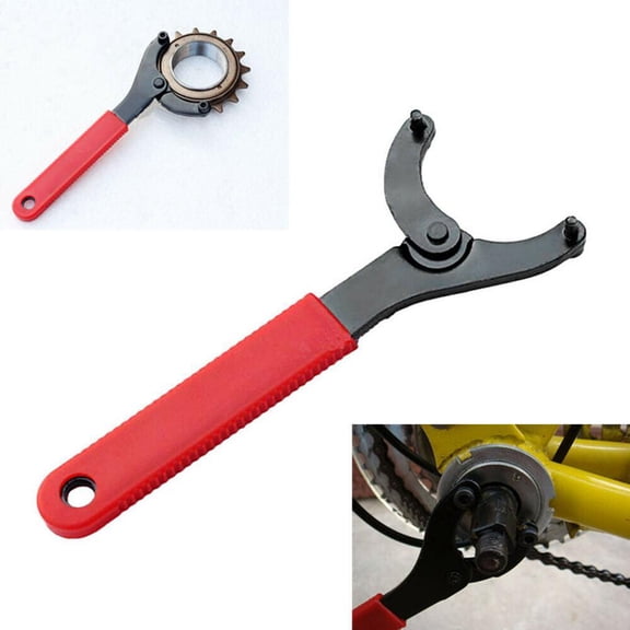 Bicycle Flywheel Wrench, Adjustable Opening Size Carbon Steel High Strength Repair Tool Bicycle Center Shaft Removal Tool