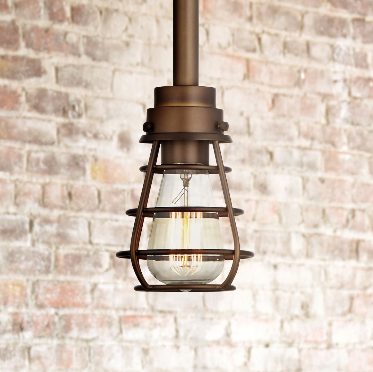 Franklin Iron Works Oil Rubbed Bronze Mini Pendant Light Wide Rustic Farmhouse Led Edison