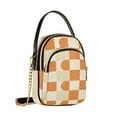 thumbnail image 7 of FORMRS Crossbody Bag for Women Quilted Travel Shoulder Cell Phone Purse with Chain Strap Handbag, Orange Checkered Pattern, 7 of 7