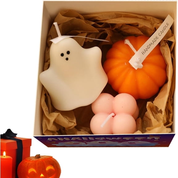 Halloween Pumpkin Candles, Soy Wax Scented Candles, Halloween Votive Scented Halloween Candles, Halloween Dinner Table Candles, Burning Pumpkin Candles for Halloween Parties Decorations, Dinner Table