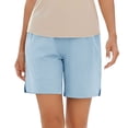 thumbnail image 6 of Miluxas Women's Summer Athletic Shorts Pull on High Waisted Yoga Shorts with Pockets Soft Stretch Workout Running Shorts Work Casual Bermuda Shorts Light Blue, 6 of 9