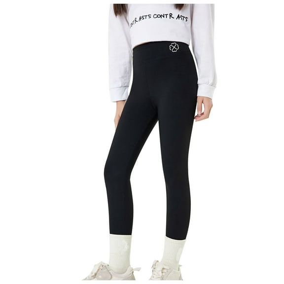 SonxaHe Toddler Girl Pants High Waisted Slim Leggings Pants Child Yoga Out Wear Spring Summer Trousers Black,Sized 3-4