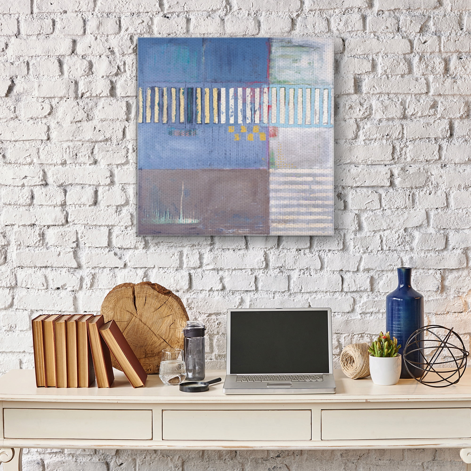 Masterpiece Art Gallery Balance Rectangular Abstract By Judy Campbell Canvas Art Print 30" x 30"