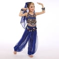 thumbnail image 4 of Mercatoo Girls Belly Dance Outfit Dancer 𝐂𝐨𝐬𝐭𝐮𝐦𝐞 Handmade Chiffon Top and Pants Halloween Carnival Performance Wear Sets, 4 of 6