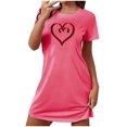 thumbnail image 2 of Xysaqa Nightgowns for Women Soft Comfy Sleep Shirts Short Sleeve Sleepwear Womens Night Gown Loose Casual Nightshirt Heart Print Pajama Dress Clearance Hot Pink XL, 2 of 3
