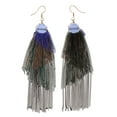 thumbnail image 1 of Blue & Multi Colored Metal Dangle-Earrings With tassel Accents #LQE3080, 1 of 2