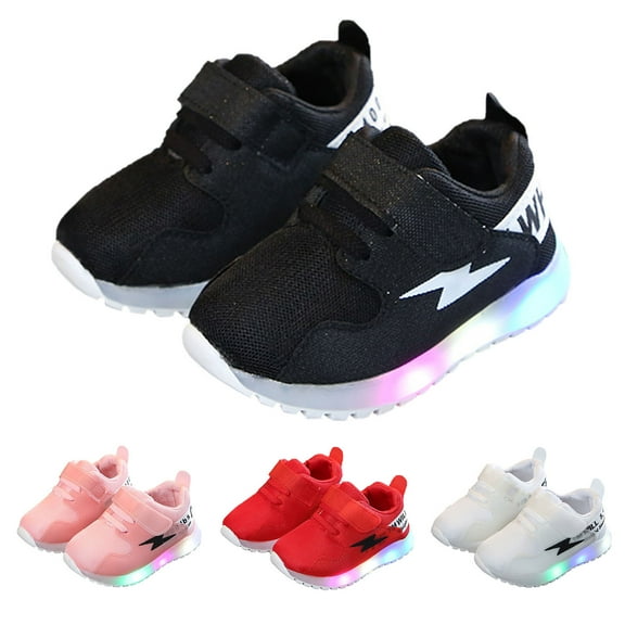 Dakaela Girls Boys Light up Shoes Toddler Mesh Led Flashing Running Sneakers Lightweight Walking Tennis Shoes for Little Kid Black 6.5