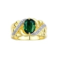 thumbnail image 1 of RYLOS Rings for Women 14K Gold Plated Silver Ring Classic 9X7MM Oval Gemstone & Diamonds Green Sapphire Jewelry Size 12, 1 of 7