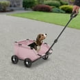 thumbnail image 5 of Folding Dog Wagon Cart with Extendable Rear End Heavy Duty, Foldable Pet Stroller for Small Dogs & Cats for tTaking Small Dogs Weighing Up to 16.53 LBS to Supermarkets, Parks (Pink), 5 of 9