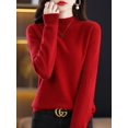 thumbnail image 1 of Suéter de cachemira 100 % lana merino, suéter de punto para mujer, jersey de cuello alto de manga larga, ropa de otoño e invierno, jerséis cálidos, 1 of 5