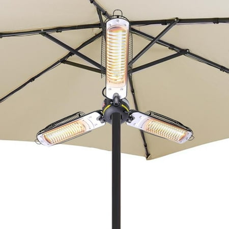 Outdoor Cast Aluminum Pole - GHP Cast Aluminum Halogen Quartz 1500W Patio Heater for 30-60mm Pole Patio Umbrella