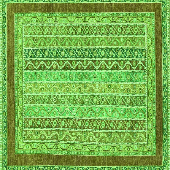Ahgly Company Indoor Square Oriental Green Modern Area Rugs, 3' Square