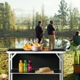 thumbnail image 4 of Ktaxon 39" Foldable Bar Table, Mobile Bar with 3-Tier Shelves & Carry Bag - Perfect for Events, Parties, Camping, Picnics, Tradeshows, and Both Outdoor/Indoor Use (Comes with Black Skirt, Black), 4 of 8