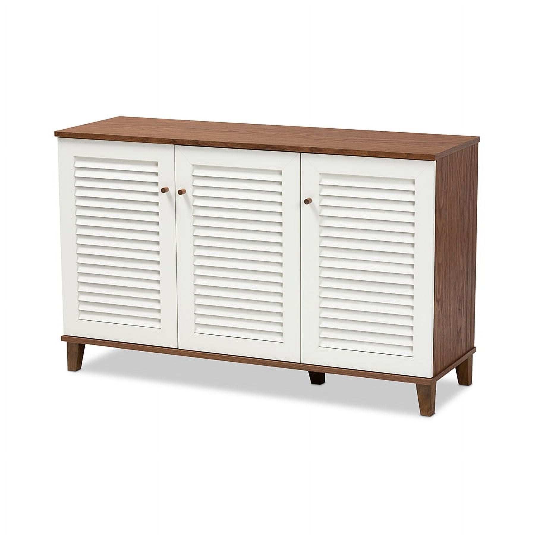 Coolidge Modern and Contemporary White and Walnut Finished 4-Shelf