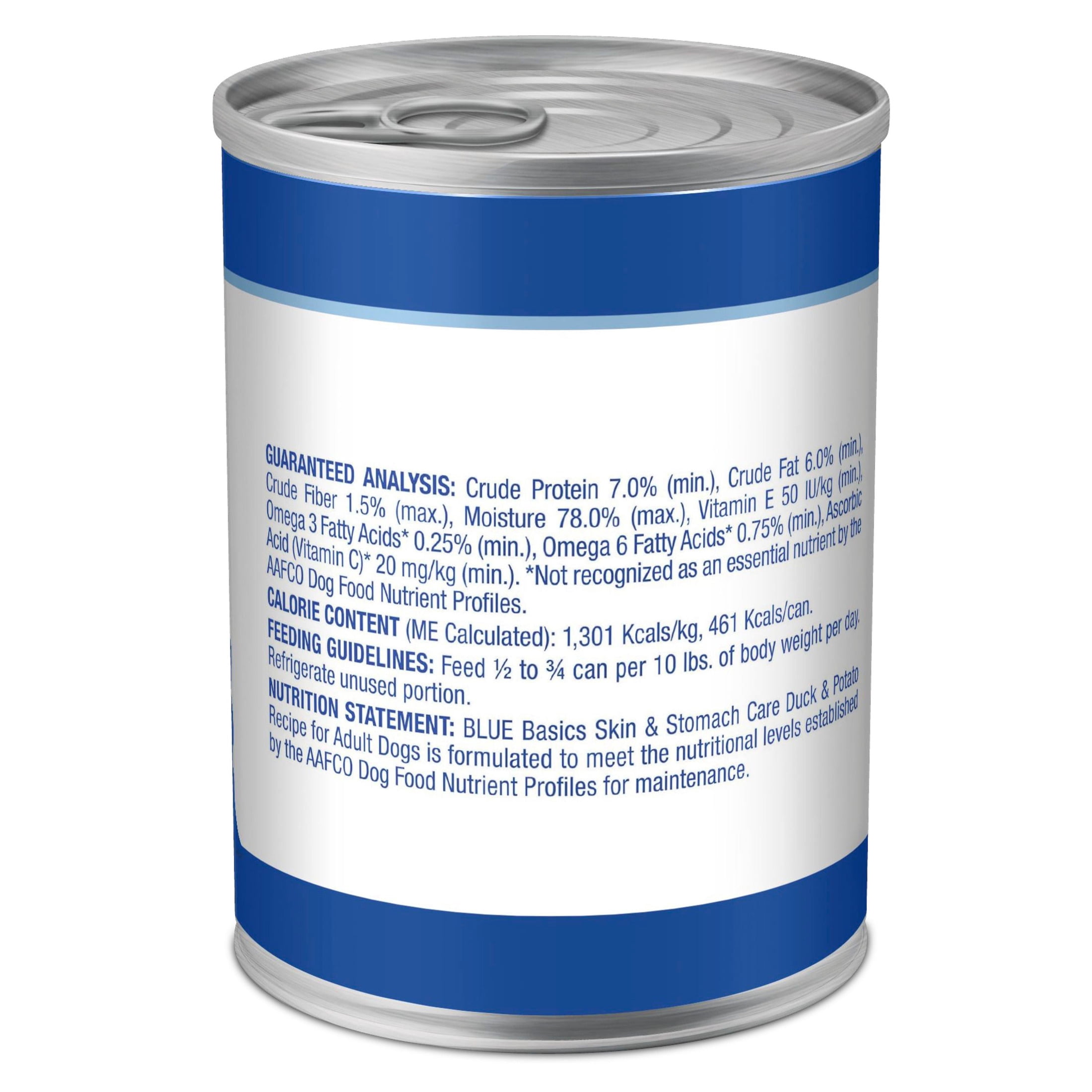 Blue Buffalo Basics Grain Free Wet Dog Food for Skin & Stomach Care, Duck, 12.5oz Can