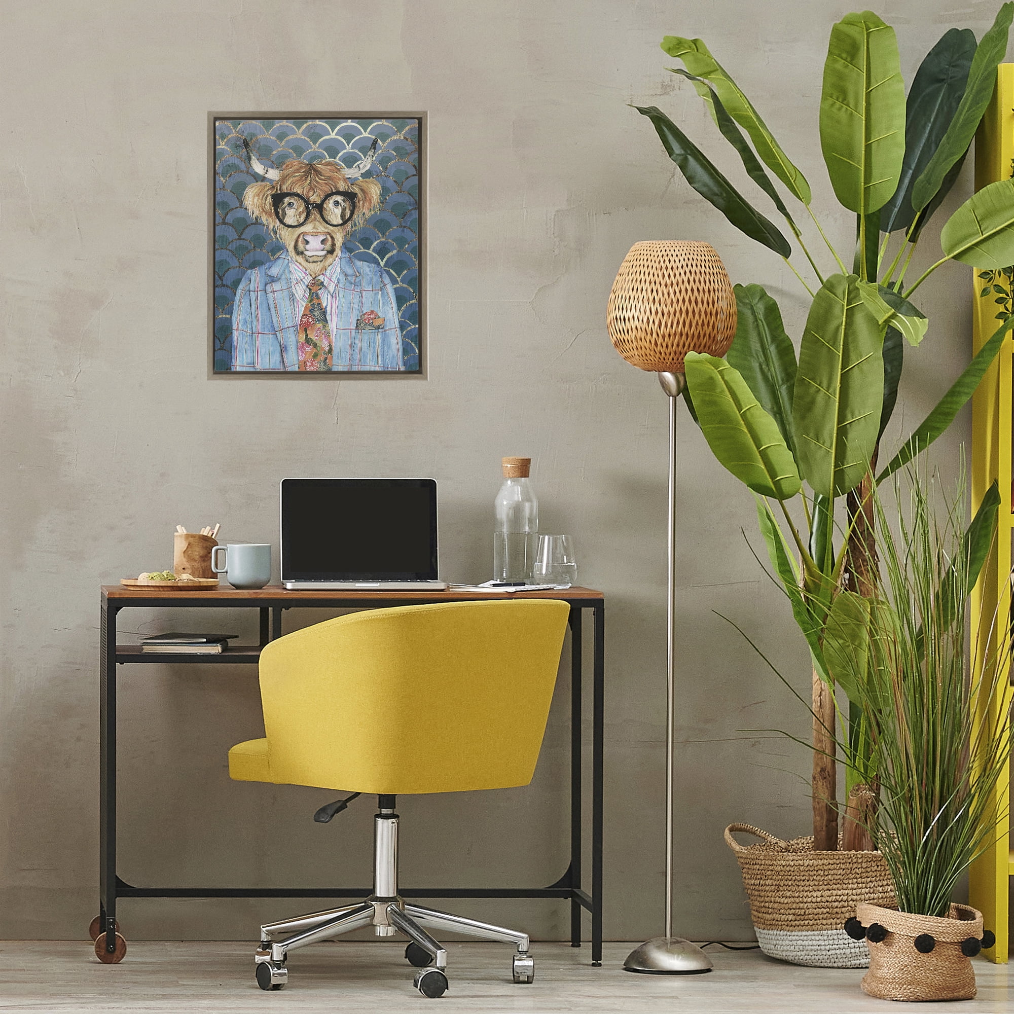 Stupell Industries Cool Highlander Portrait Brown Framed Floater Canvas Wall Art, design by Svetlana Aleynikova