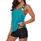 thumbnail image 5 of Tankini con tirantes y espalda en T para mujer, estampado a rayas, con pantalones cortos Adepaton LRWJ305-8, 5 of 7