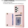 thumbnail image 4 of ELEHOLD for Samsung Galaxy A54 5G Card Holder Back Case with Pockets, Premium PU Leather ID Cash Credit Slots Magnetic Kickstand Flip Folio Slim Hard Protective Cover, pink, 4 of 7