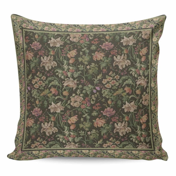 Throw Pillow Covers 16x16 Inch, Sage Green Floral Boho Decorative Pillow Cases for Couch Sofa Bed, Ethnic Tribe Abstract Art Flower Cotton Linen Square Home Decor Pillowcases with Hidden Zipper