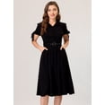 thumbnail image 2 of INSPIRE CHIC Vestido Camisero Para Mujer Cuello De Mu?eca Abotonado Con Cinturón Puff Manga Corta Vestidos De Trabajo Acampanados Negro XL, 2 of 6