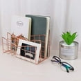 thumbnail image 4 of Letter Tray Paper Tray Rose Gold Desk Organiser 3 Compartment Organiser System Handmade Document Tray Metal Decorative Storage Compartments for Envelopes Documents Newspapers Books(Rose Gold), 4 of 6