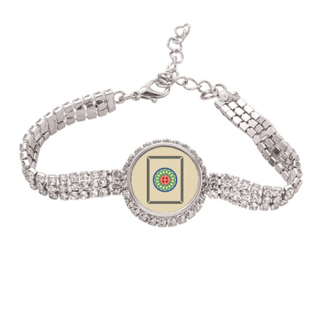 Mahjong Circle puntos 1 Tile pattern Pulsera de tobillera de cadena de tenis, joyería de diamantes