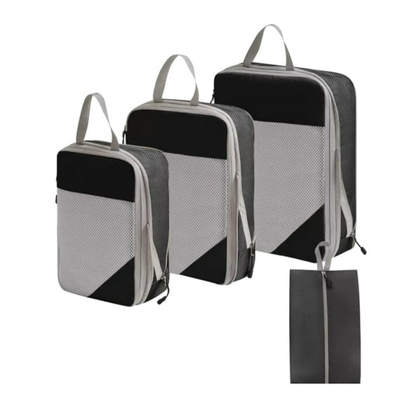 Packing Cubes For Travel Compression Packing Cubes 3/4 Set Compressible Packing Cubes with Laundry Bag Travel Packing Cubes For Carry On Luggage Closet Organizers And Storage Clearance